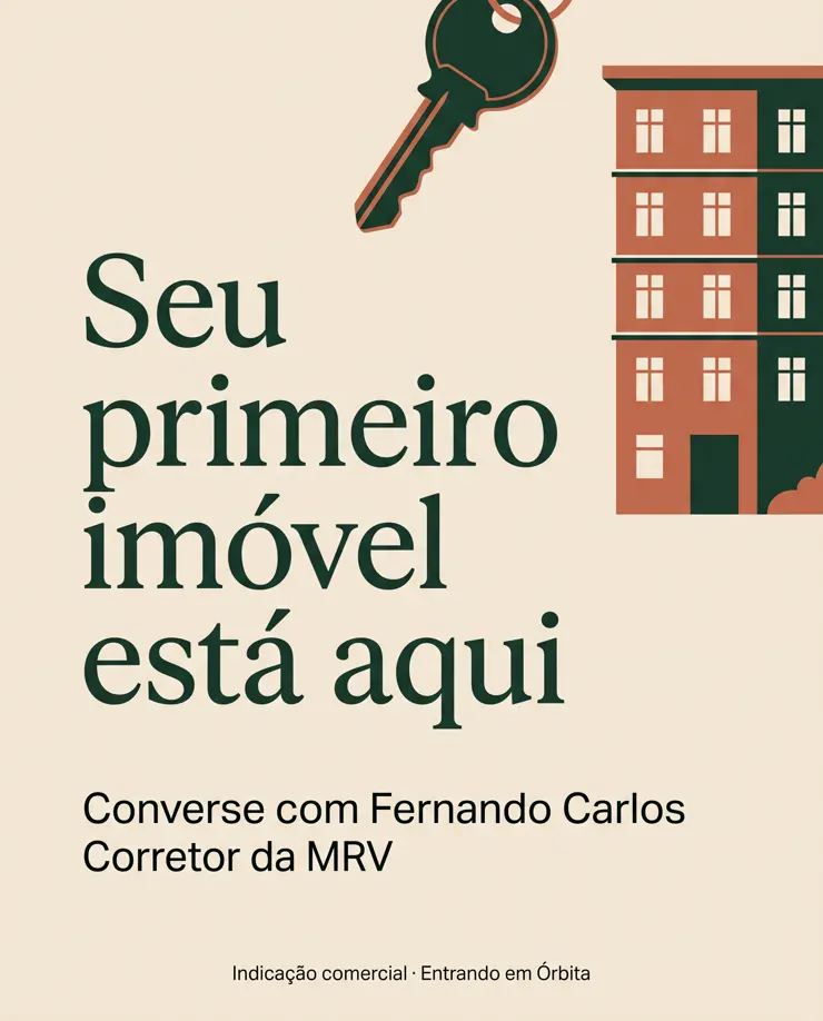 Ilustração de chave e edifício. Fernando Carlos, corretor da MRV.